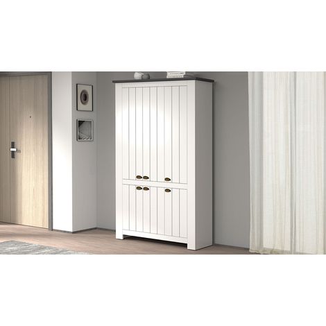 Scarpiera 6 Ante 114x42x200 cm Figo 6A Bianco Opaco/Report Grigio (1/5)