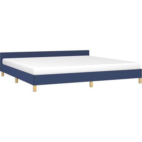 Bed Frame with Headboard without Mattress Blue 200x200 cm Fabric vidaXL (1/2)