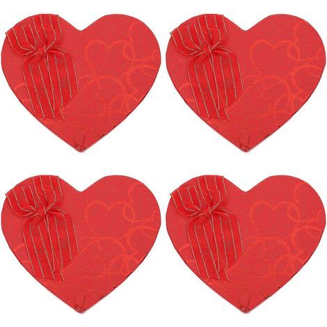 Set mit 4 herzförmigen Pralinenschachteln zum Valentinstag – Kreative Geschenkverpackung – 16,5 x 14,5 cm – Rot (1/4)