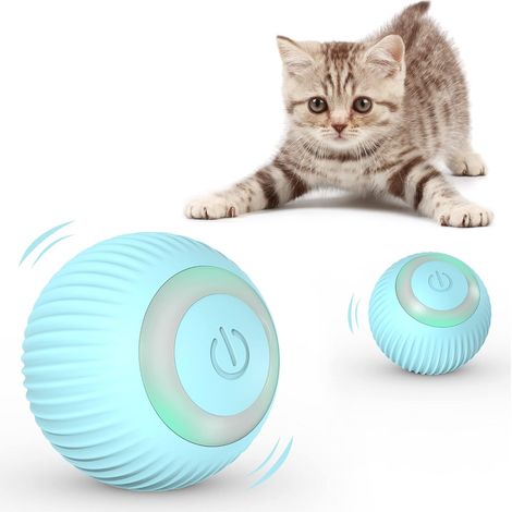 Jouet pour chat, balle LED, jouet interactif intérieur, rotation automatique - bleu (1/5)