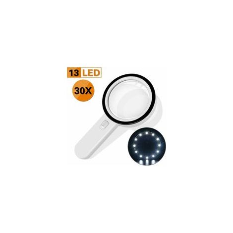 Loupe lumineuse 30X avec 13 LED, diamètre 128 mm, pour lecture, inspection –