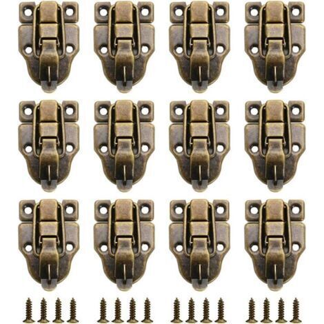 12Pcs Boîte Cadeau Style Vintage Verrous Vintage Pour Valise Mini Couleur Bronze Loquets Verrous Serrure De Verrouillage Fermoir Pour à Vos Vieilles Boîtes Bois, Boîtes à Outils(Bronze) (1/4)