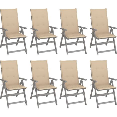 vidaXL Sillas reclinables jardín y cojines 8 uds madera maciza acacia (1/5)
