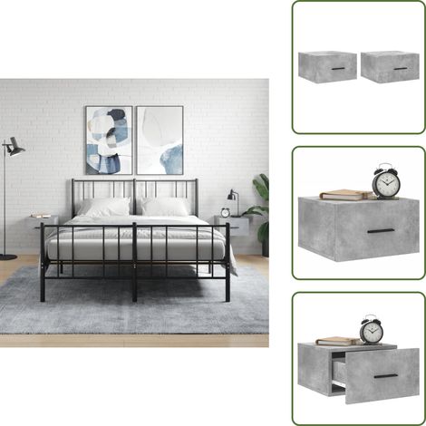 Tables de chevet murales 2 pcs gris béton 35x35x20 cm - Table De Chevet Murale - Meuble De Rangement Mural - Commode Murale - Étagère Murale - Déco Murale