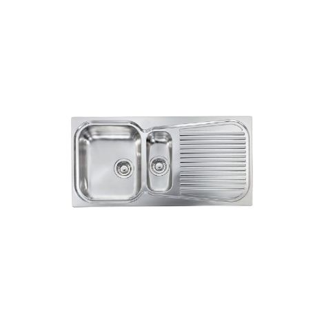 CM 011645.S1.01.2018 Matico Lavello da Incasso 1 Vasca e 1-2 Vaschetta con Gocciolatoio a Destra Acciaio Inox AISI 304 18-10 Guarnizione Premontata (100x50 cm) colore Inox Satinato (1/5)