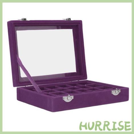 Garosa Petit organisateur de boîte à bijoux en velours 24 Small Velvet Jewelry Box Organizer 24 Compartments montres boite Violet (1/4)