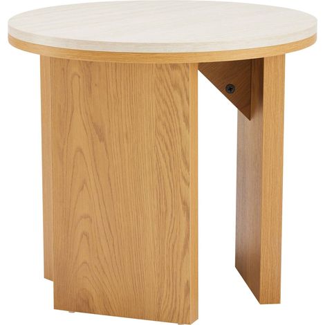 Table basse effet bois ronde diam 50 cm bois clair