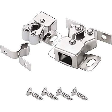 8-Piece Polished Silver Door Catches for Doors, Cupboards, and Drawers (1/5)