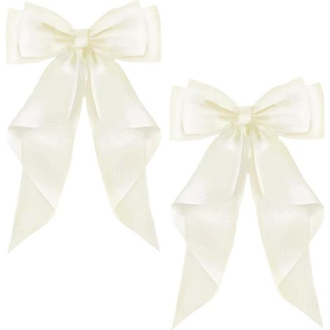 2PCS Pince à cheveux, grand nœud en satin, queue longue, barrette métallique, fixation forte, pour filles et femmes (1/5)