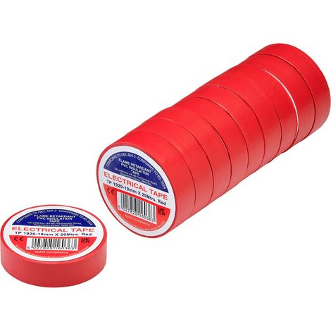 Draper 29530 Red PVC Electrical Insulation Tape, 19mm x 20m (Pack of 10) (1/2)