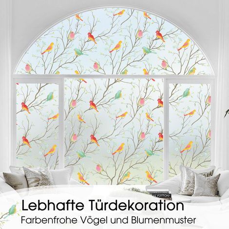 Fensterfolie ohne Kleber – Sichtschutz, dekorative Glasfenster-Aufkleber, opak, UV-Schutz, für Fenster und Türen 45 x 200 cm