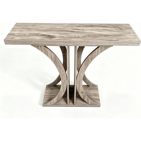 Table console grise rectangulaire 100 cm avec cadre géométrique et base renforcée pour entrée salon couloir