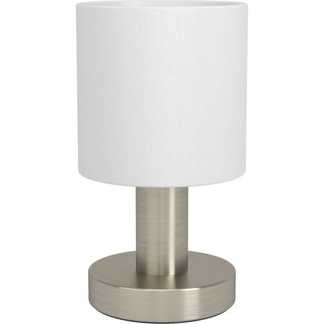 Lampada Scrivania Contemporaneo Montetto Acciaio Grigio Tessuto Bianco E14 Ip20