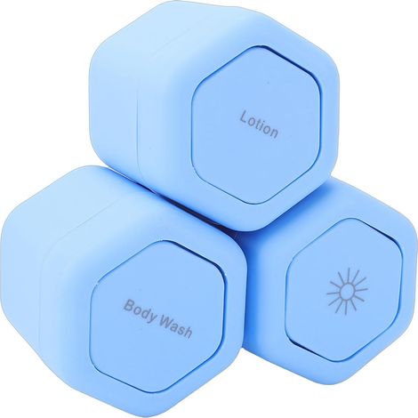 3-Piece Magnetic Travel Containers, 40ml Hard Shell Toiletry Pots with Twist-Lock Lid, Leak-Proof Shampoo Cream Pots for Travel (BLUE) (1/5)