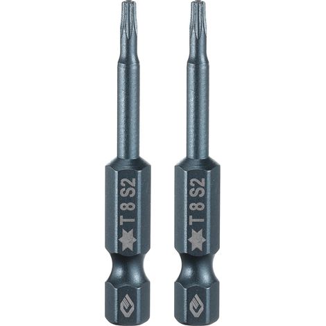 2 Pièce Embout de Tournevis Torx Magnétique, T8 1/4" Hex Tige Longueur 50mm Embout de Vissage Long Hexagonal en Acier S2 avec Trou pour Retirer les Vis de Fixation Outils (1/5)