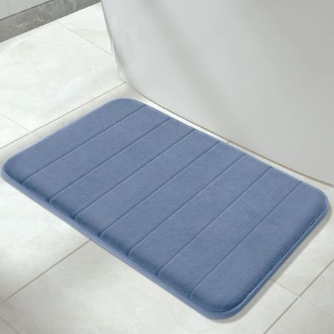 Tappetino da bagno antiscivolo, 80 x 50 cm, super assorbente, spesso, lavabile in lavatrice, asciugatura rapida, tappetino da bagno, blu denim (1/5)
