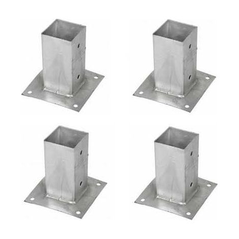 Sud Bois – Support pied de poteau bois 70x70 – Acier galvanisé à chaud – Fixation par vis ou boulons – Lot de 4 – Hauteur 150 mm