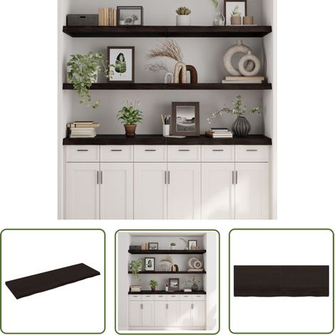 The Living Store Wandregal Dunkelbraun 180x60x(2-6)cm Massivholz Eiche Behandelt - Wandregal - Eichendielen - Holzmöbel - Landhausstyle - Wohnraumgestaltung (1/5)