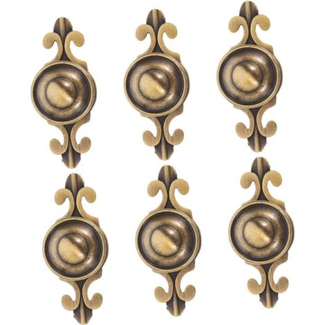 de 6 boutons de porte et tiroirs en laiton vieilli avec trou (1/5)