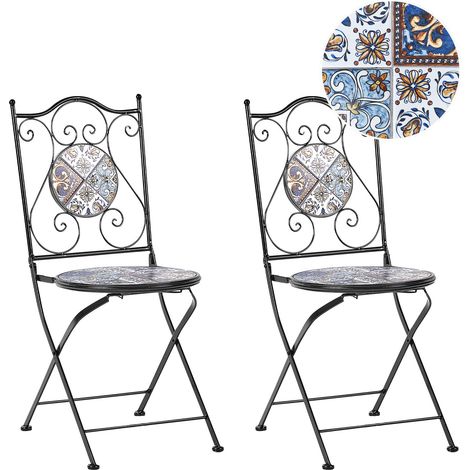 Gartenstuhl 2er Set CIVITA Metall Schwarz