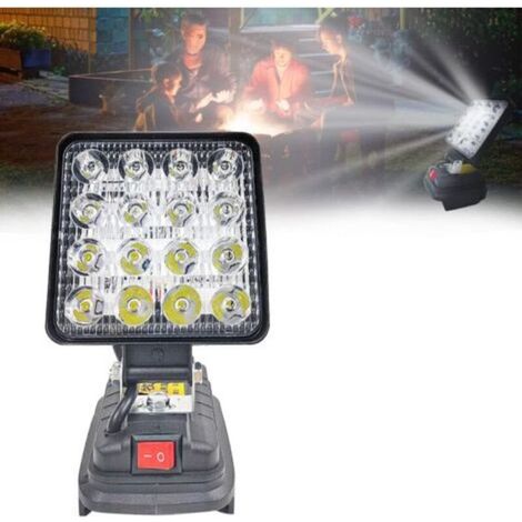 Lámpara para batería de luz de trabajo LED Makita de 18 V y 27 W, foco LED multifunción a batería, luz de trabajo portátil, linterna para batería de iones de litio Makita de 18 V. (1/5)