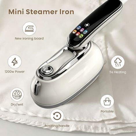 Mini fer à repasser vapeur portable, 1200W, 5s préchauffage, sec/humide (1/5)