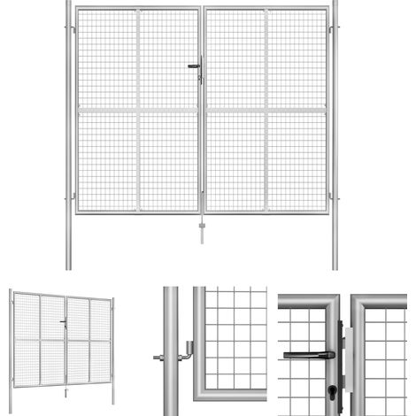 The Living Store - Gartentor Verzinkter Stahl 306 x 250 cm Silbern (1/5)