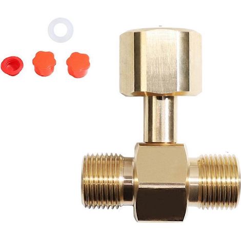 Adaptateur pour bouteille de CO2, adaptateur en laiton pour bouteille de CO2 CGA320, convertisseur en T, adaptateur 1 vers 2 CGA320 (1/5)