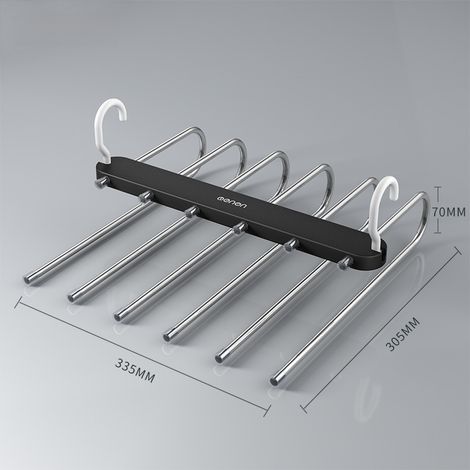 Multifunktionaler, faltbarer, mehrstufiger Hosenständer, nahtloser Hosenbügel, Aufbewahrungsaccessoire für Kleidung (Trendiges Schwarz) (1/5)