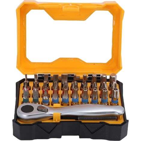Jeu de tournevis à cliquet multifonctionnels, Mini 72 dents avec tige hexagonale de 1/4 pouces, assemblage de meubles, outil d'entretien électrique de vélo, 32 pièces (1/5)