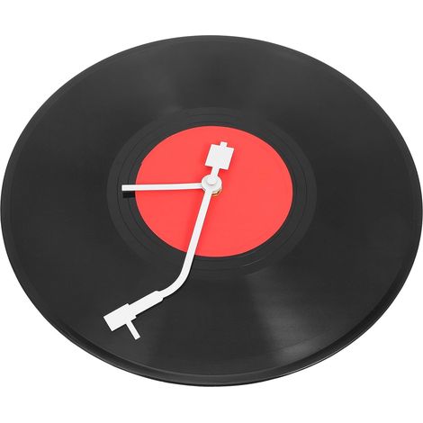 Horloge Murale Horloge Suspendue en Plastique Vinyle Rétro Noire Décorative et Précise Style Vintage Pile AA pour Chambre et Salon (1/5)