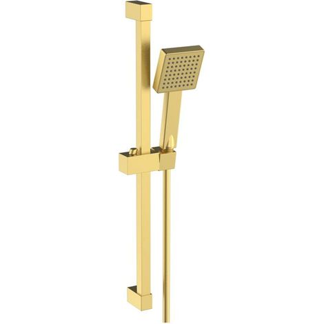 Signature Square Shower Slide Rail Kit with Single Function Handset - Brushed Brass (1/2)