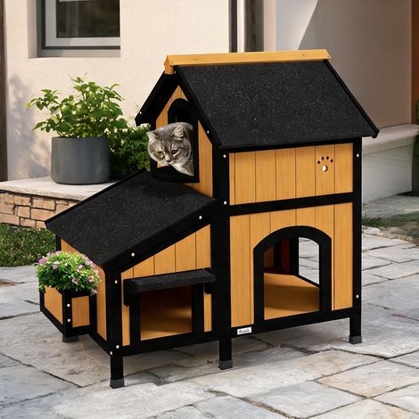Maison de jardin pour chat en bois avec toit en bitume plusieurs (1/5)