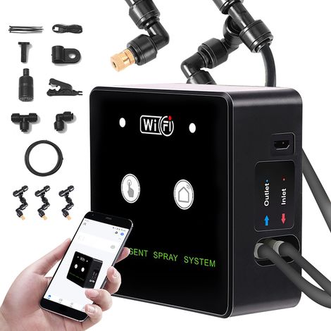 Système de brumisation programmée pour terrarium tropical avec Wi-Fi, kit de brumisation intelligent pour reptiles, pulvérisateur automatique, buse rotative à 360°, connexion Wi-Fi, contrôle à distanc (1/5)