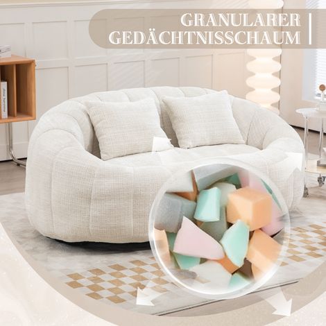 Pouf poire relax haut dossier, fauteuil confortable résistant pour adultes & enfants, intérieur/extérieur, lounge moelleux en chenille beige (1/4)