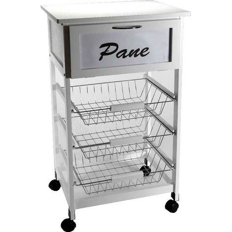 Wagen mit Rollen aus Holz für Küche mit Häuschen cm 47 x 37 x 85 h (1/2)