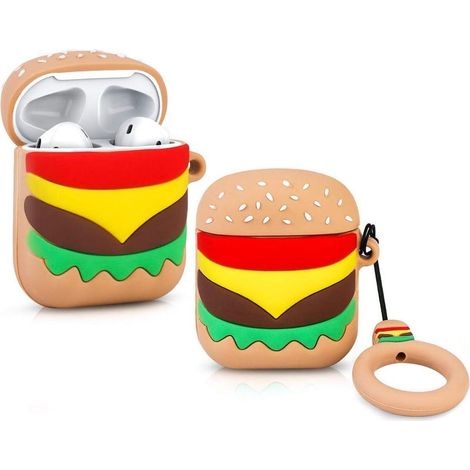 Silikonhülle für AirPods 1 & 2, 3D-Obst- und Gemüse-Design, für Kinder, Mädchen und Jungen, Hamburger-Stil (1/5)
