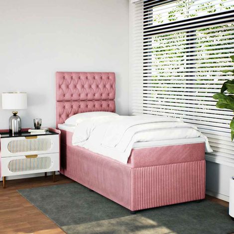 vidaXL Sommier à lattes de lit et matelas Rose 80x200 cm Velours (1/5)