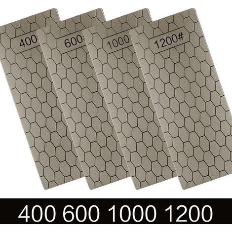 Lot de 4 Plaques D'AffûTage DiamantéEs, Pierre à Aiguiser DiamantéE avec Surface en Nid D'Abeille, Grain 400/600/1000/1200 (1/4)