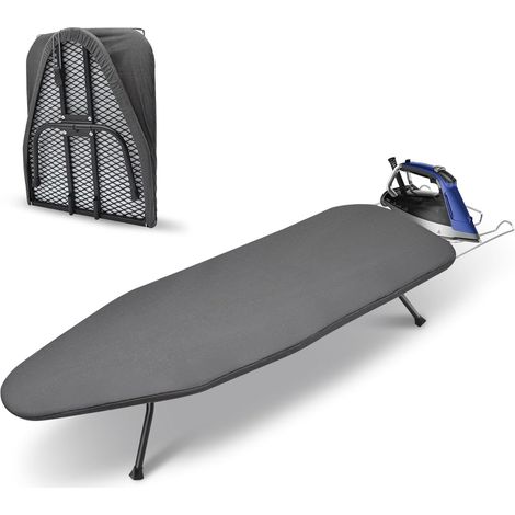 Table a Repasser Pliable avec Repose-Fer, Planche a Repasser avec Pieds Antidérapants, Ironing Board pour la Maison, la Buanderie, Les Dortoirs, Les Voyages, Peu Encombrante, légère, Gris (1/5)