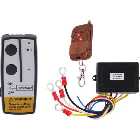 Tbest Kit de Télécommande de Treuil sans Fil Universel 75 Pieds DC 12V 24V, Conception D'antenne Intégrée pour Véhicules Tout-Terrain et Treuils de VTT, Matériau ABS.