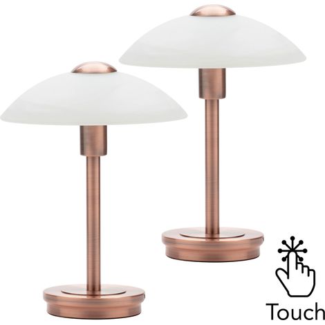 Litecraft Table Lamp Touch Base With Alabaster Shade in Antique Copper - 2 Pack (1/5)