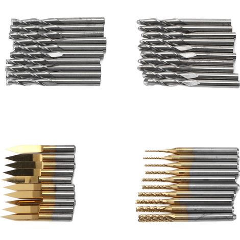 40-teiliges Fräser-Set für CNC-Fräsen, Flach- und Kugelfräser zum Gravieren (1/5)