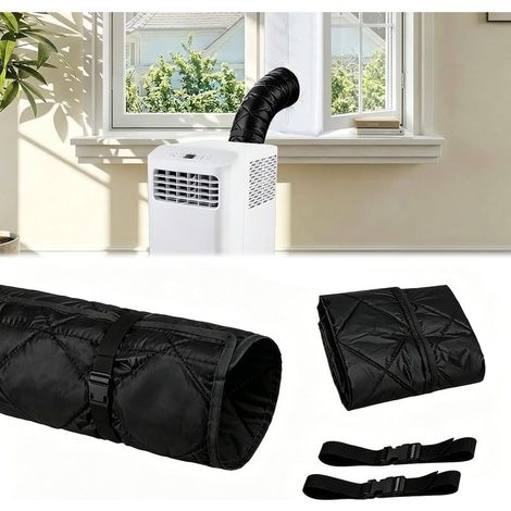 GDHZS- 53cm×148cm Gaine Isolante climatisation pour Tuyau de Climatiseur,pour Tuyaux D'échappement de 15CM de Diamètre,avec 2 Bandes à Boucle,noir (1/5)