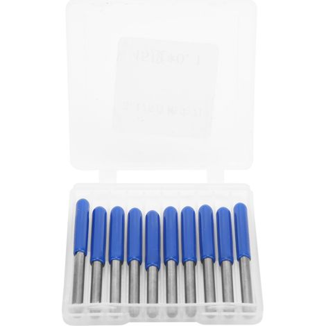 Lot de 10 fraises de défonceuse professionnelles 3.175mm en acier tungstène pour sculpture sur bois et gravure 45° x 0.2mm (1/5)