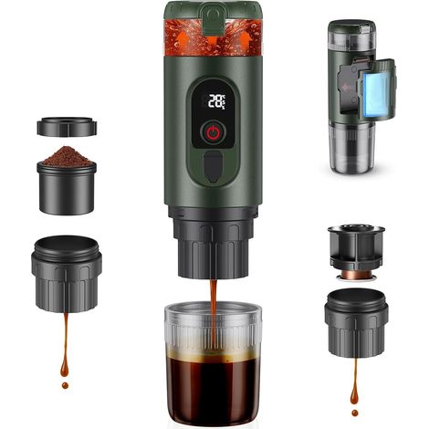 Macchina da caffè portatile a capsule, compatibile con capsule NS e caffè in polvere, caffettiera, macchina da caffè portatile a capsule, scaldabagno a batteria ricaricabile tramite USB, ideale per vi