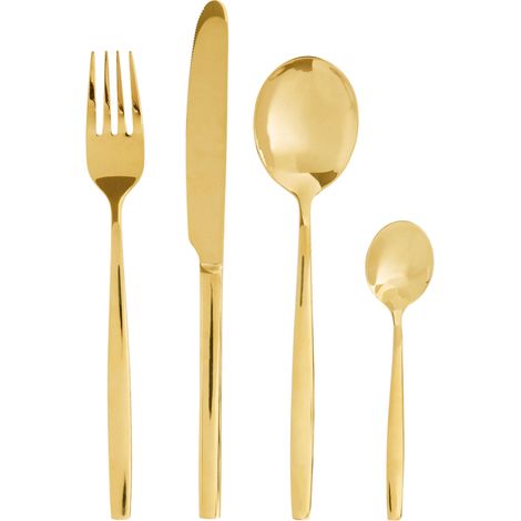 Premier Housewares Cutlery Sets 16 Piece Knife And Fork Set Rose Gold Finish Kitchen Spoons Cutlery Scratch / Rust Resistant Stainless Steel Knives And Forks Set 21 x 4 x 27