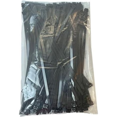 Lot de 60 attaches à glissière extra larges très résistantes pour une utilisation en extérieur, 300 mm x 7,6 mm, résistance la traction 55 kg, noir Noir -