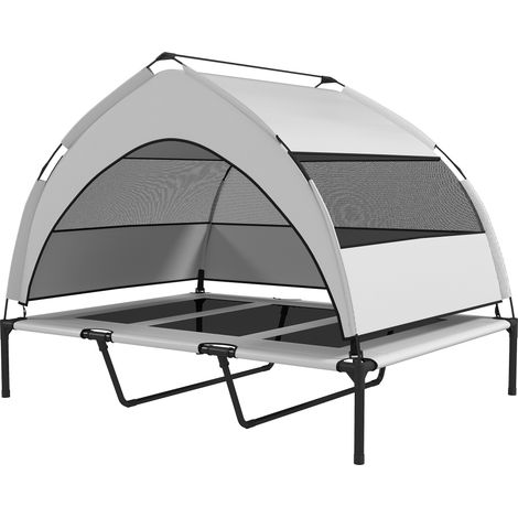 Hundebett mit abnehmbarem, dreiseitigem Bezug, aus Polyester und Stahl, 122 x 92 x 94 cm, hellgrau und schwarz (1/5)