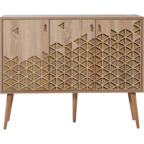 Commode 3 portes en bois clair Kiza 120 (1/5)